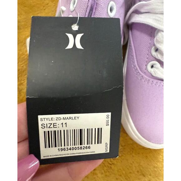 Hurley Marley Kids Youth US Size 11 Lavender Purple White Skate Sneaker Shoes - Picture 2 of 6
